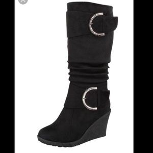 Top Moda suede boots. wedges, high cut